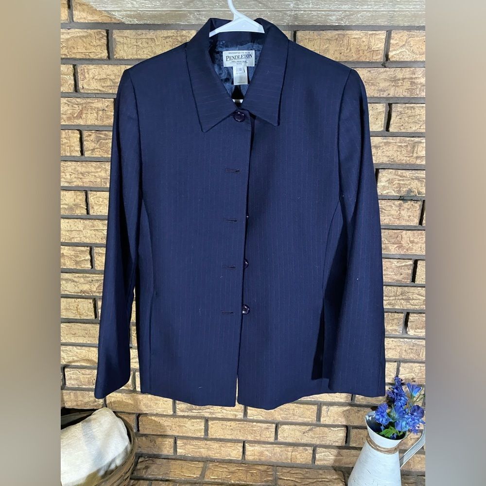 Blue and red striped Pendleton‎ blazer